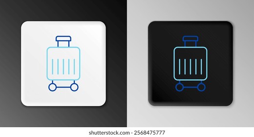 Line Suitcase for travel icon isolated on grey background. Traveling baggage sign. Travel luggage icon. Colorful outline concept. Vector