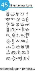 Line summer icons set in vector