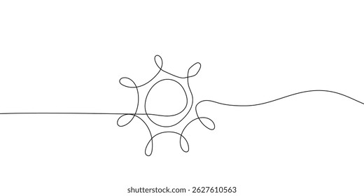line sun art continuous one summer outline draw linear sunrise. drawing line sun weather cloud solar sunshine rain beach energy sky sunset stroke vector illustration graphic drawn hand sketch abstract