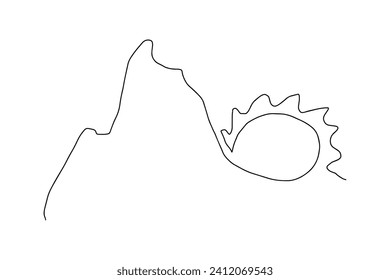 Сontinuous line sun. Black simple one line abstract icon in vector