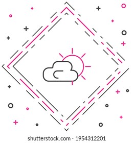Icono de clima de la línea Sol y nube aislado en fondo blanco. Concepto de esquema colorido. Ilustración vectorial