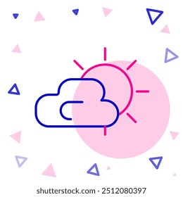 Line Sun and cloud weather icon isolated on white background. Colorful outline concept. Vector Illustration