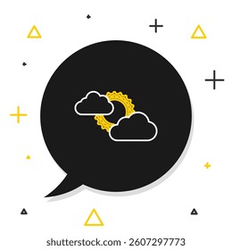 Line Sun and cloud weather icon isolated on white background. Colorful outline concept. Vector