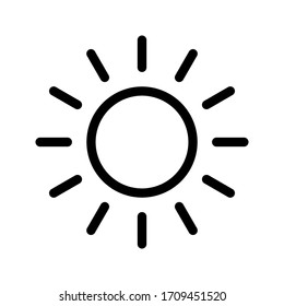 line Sun Icon for Brightness, Intensity Setting icon Vector on white background