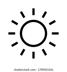 icono de línea Sun para brillo, icono de ajuste de intensidad Vector en fondo blanco