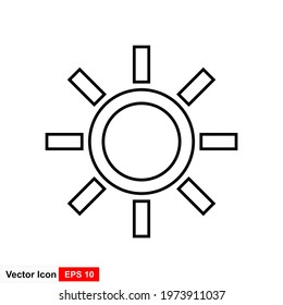 line Sun Icon for Brightness, Intensity Setting icon Vector