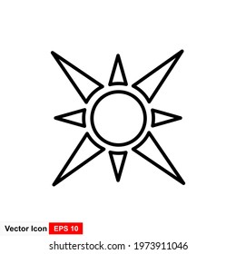 line Sun Icon for Brightness, Intensity Setting icon Vector