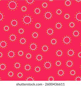 Line Sun icon isolated seamless pattern on red background.  Vector