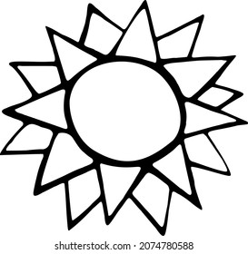 line sun Icon, linear drawing on white background