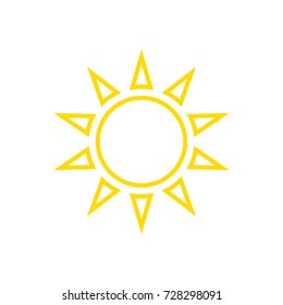 The line sun icon, vector illustration. Yellow silhouette on a white background. Flat style.