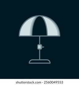 Line Sun protective umbrella for beach icon isolated on black background. Large parasol for outdoor space. Beach umbrella. Flat filled outline style with shadow. Vector