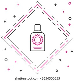Icono de botella de spray de protector solar aislado sobre fondo blanco. Protección para la piel de la luz ultravioleta solar. Concepto de contorno colorido. Ilustración vectorial