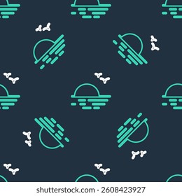 Line Sunset icon isolated seamless pattern on black background.  Vector