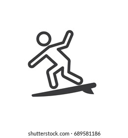 Line surf rider man. Outline icon. Vector illustration.