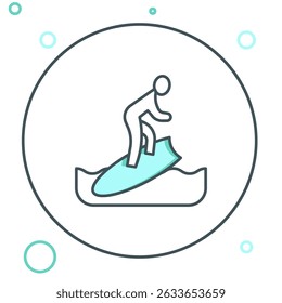 Line Surfboard icon isolated on white background. Surfing board. Extreme sport. Sport equipment. Colorful outline concept. Vector