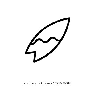 Line surfing icon isolated on white background. Outline surfboard symbol for website design, mobile application, ui. Surfing pictogram. Vector illustration, editable strok. Eps10