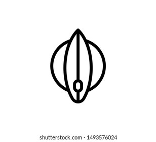 Line surfing icon isolated on white background. Outline surfboard symbol for website design, mobile application, ui. Surfing pictogram. Vector illustration, editable strok. Eps10