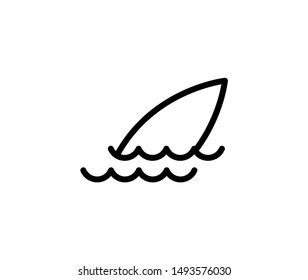 Line surfing icon isolated on white background. Outline surfboard symbol for website design, mobile application, ui. Surfing pictogram. Vector illustration, editable strok. Eps10