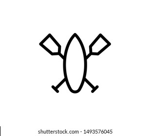 Line surfing icon isolated on white background. Outline surfboard symbol for website design, mobile application, ui. Surfing pictogram. Vector illustration, editable strok. Eps10