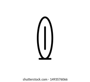 Line surfing icon isolated on white background. Outline surfboard symbol for website design, mobile application, ui. Surfing pictogram. Vector illustration, editable strok. Eps10