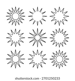 Dibujo a mano de conjunto de elementos de icono de sorpresa de línea
