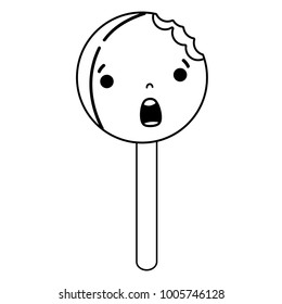 line surprised circle ice lolly kawaii