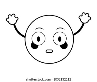 line surprised emoji face expression with arms