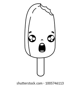 line surprised oval ice lolly kawaii