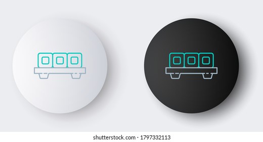 Line Sushi on cutting board icon isolated on grey background. Asian food sushi on wooden board. Colorful outline concept. Vector