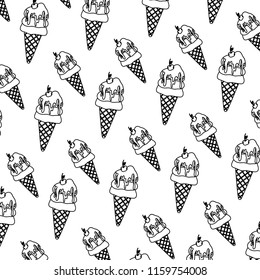 line sweet ice cream with cherry background