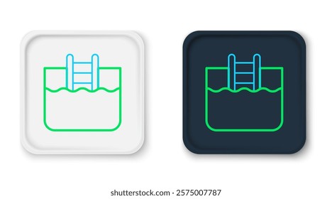 Line Swimming pool with ladder icon isolated on white background. Colorful outline concept. Vector