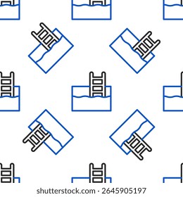 Line Swimming pool with ladder icon isolated seamless pattern on white background. Colorful outline concept. Vector