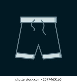 Line Swimming trunks icon isolated on black background. Flat filled outline style with shadow. Vector