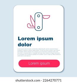 Line Swiss army knife icon isolated on grey background. Multi-tool, multipurpose penknife. Multifunctional tool. Colorful outline concept. Vector