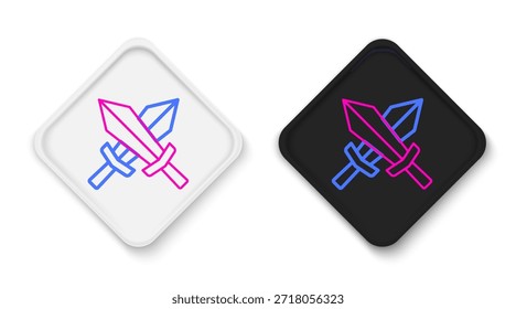 Espada de línea para el icono del juego aislado en el fondo blanco. Concepto de contorno colorido. Vector