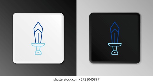 Espada de linha para ícone de jogo isolado em fundo cinza. Conceito de contorno colorido. Vetor