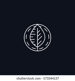 Line Symbol, Leaf in circle, Herbal concept, vector design element