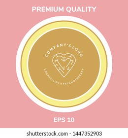 Line symbol,  Logo - a heart with the labirint - a symbol of the search for love, happiness, rapport.