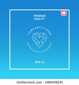 Line symbol, Logo - a heart with the labirint - a symbol of the search for love, happiness, rapport.