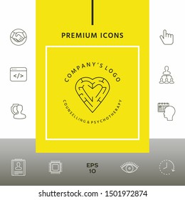 Line symbol, Logo - a heart with the labirint - a symbol of the search for love, happiness, rapport.