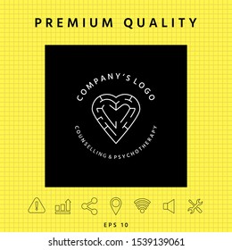 Line symbol, Logo - a heart with the labirint - a symbol of the search for love, happiness, rapport.