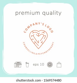 Line symbol, Logo - a heart with the labirint - a symbol of the search for love, happiness, rapport.