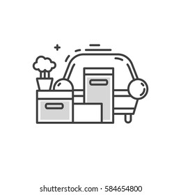 Line symbol of moving logo bunch of things