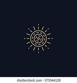 Line Symbol, Sun with rays, Summer concept, vector design element