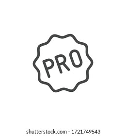 Line Symbol as Text PRO Abbreviation for Professionalism or Professional, Vocational, Occupational, Pros. Icon in Outline Style From the Set Icons of Badges Starlike Stickers. Custom Vector Pictogram
