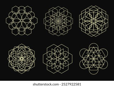 line symbols hexagram vector set pattern