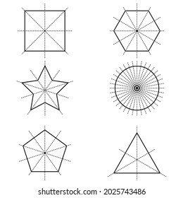 line of symmetry of square equilateral triangle circle star pentagon hexagon