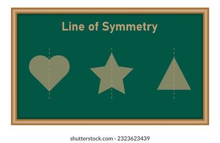 Line of symmetry of triangle, heart and star. Vertical line of symmetry. Mathematics resources for teachers and students.