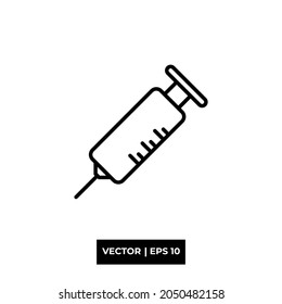Line Syringe icon vector illustration logo for many purpose. Isolated on white background. – Vector