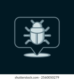 Line System bug concept icon isolated on black background. Code bug concept. Bug in the system. Bug searching. Flat filled outline style with shadow. Vector